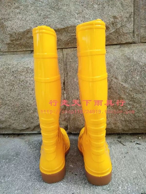 Ủng đi mưa chống axit và kiềm, ủng đi mưa cao cổ dày chống trượt cho nam, giày đi mưa bảo hộ màu vàng, bảo hộ lao động công nghiệp và khai thác mỏ mua ủng bảo hộ