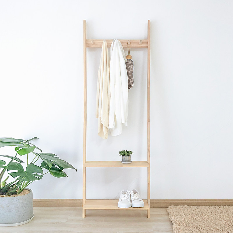 Japanese-style rack coat rack solid wood wall flower rack floor-to-ceiling bedroom bookshelf shoe rack hanger hanger Nordic ins