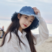 Spring Summer hats womens tennis Red denim Hole Fishing Cap Sweet and lovely day series with a small sunscreen hat sunhat