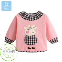 Bean dragon baby coat baby cotton thick anti-dirty food clothes for boys and girls wearing waterproof corduroy coat