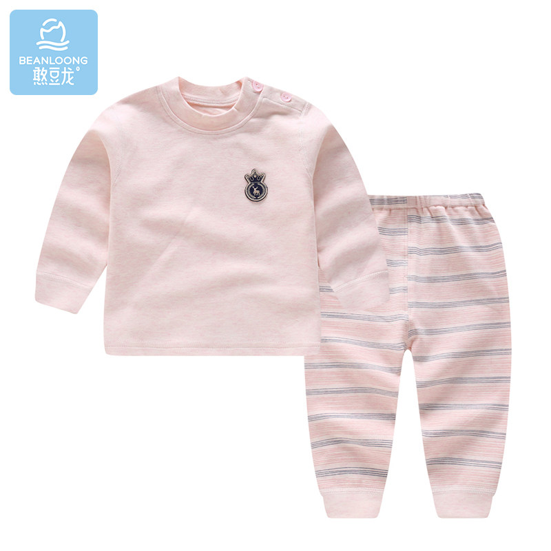 Bean dragon boys and girls baby underwear suit boys and girls spring and autumn cotton two-piece boys and girls autumn clothes sanitary pants