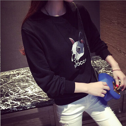 秋冬新款少女学生装卡通印花加绒卫衣女韩版潮宽松显瘦加厚外套