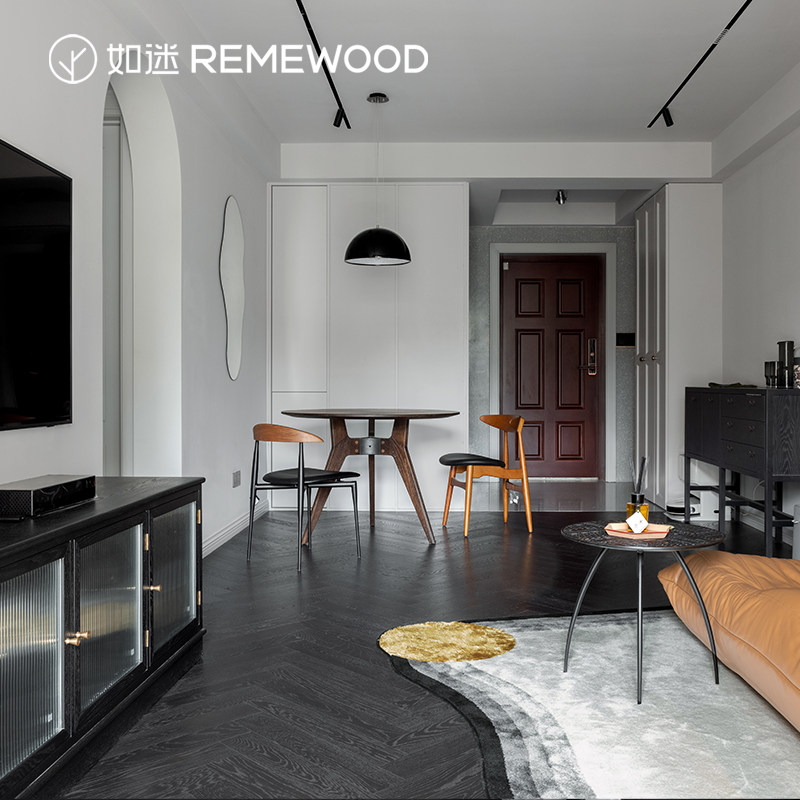 REMEWOOD imported oak black multilayer human-literal pixel wood composite flooring full birch wood environmentally warm household