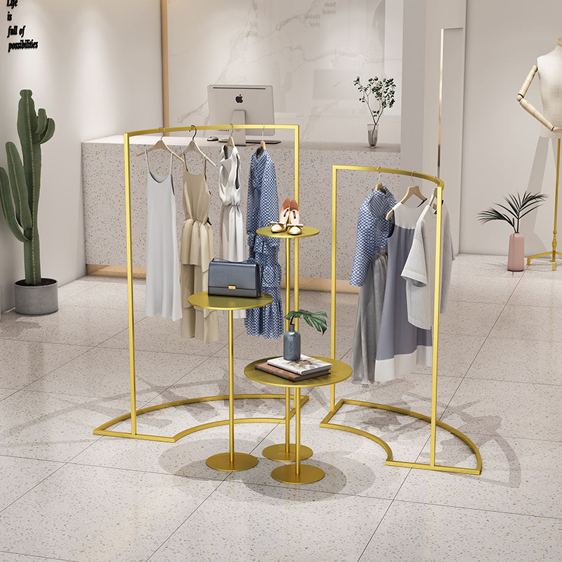 Clothing display shelves shoe bag frame floor floor floor podium high and low combination hanger frame arc display shelves