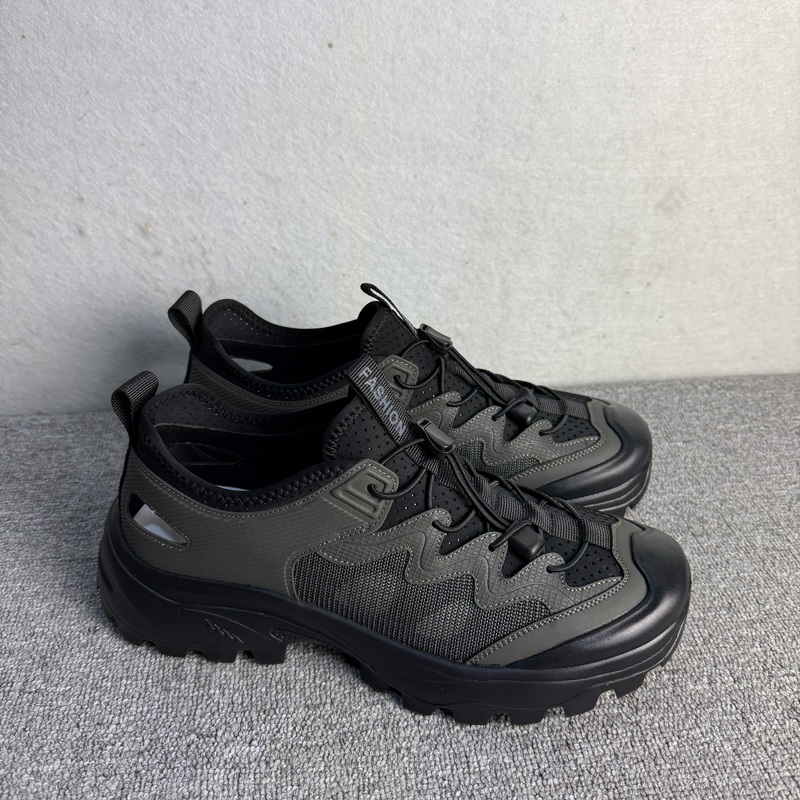 New Foreign Trade Black Sports Sandals for Men, Outdoor Breathable Hollow Hiking Shoes, Casual Versatile Comfortable Water Shoes