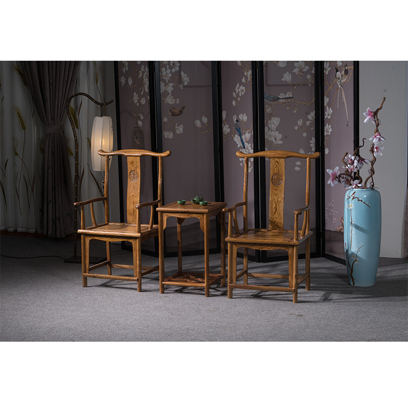 Antique Color Circle Chair Officer Hat Chair Three Sets Dining Room Chairs Solid Wood Armchair Chairlift Chair Accessories Big Plate