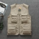 Trung niên xuân và mùa thu ngoài trời nhiều túi nam cotton thoáng khí vest vest vai câu cá phóng viên vest vest