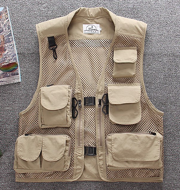 Summer outdoor men's camouflage mesh functional photography vest Japanese multi-pocket casual fishing quick-drying thin vest