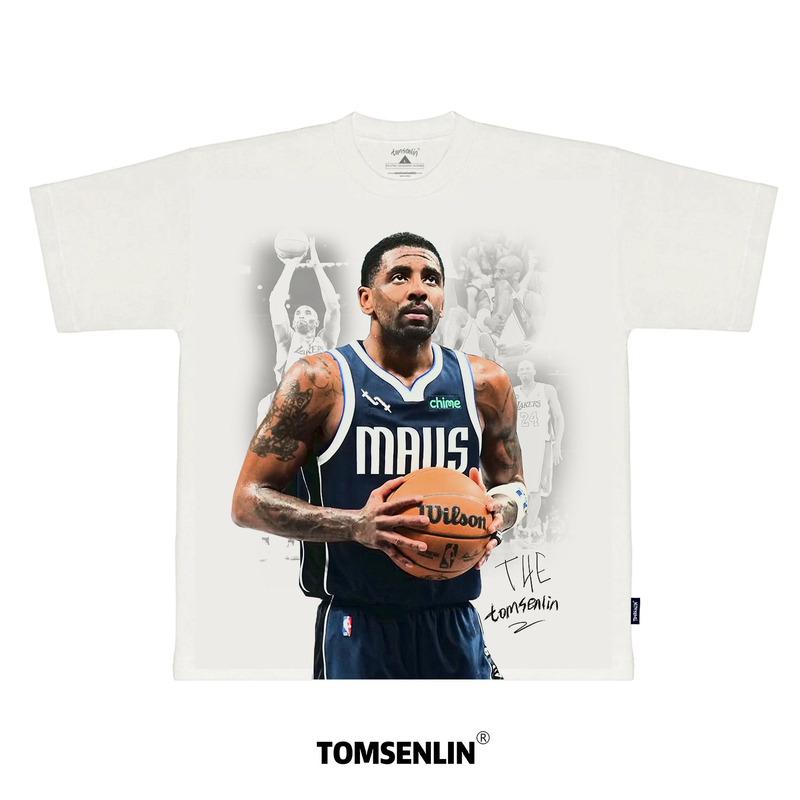 Tomsenlin Kyrie Irving Injured Free Throw Tribute to Kobe American Retro Print Short Sleeve