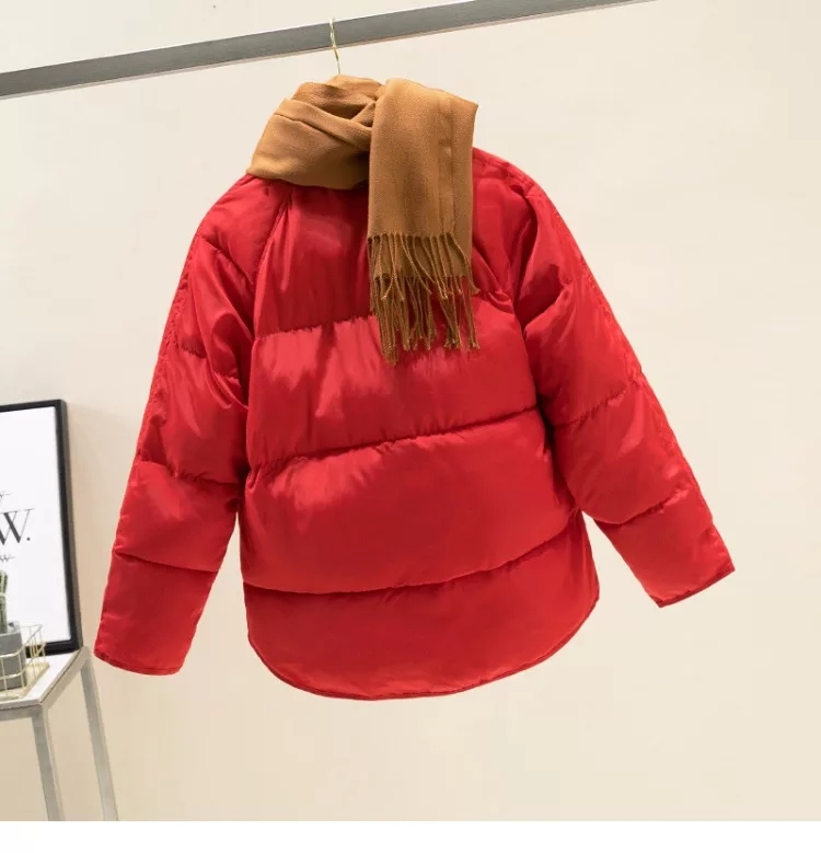 Áo khoác lửng cotton ngắn màu đỏ nhỏ nữ 2018 mùa đông mới phiên bản Hàn Quốc của quần áo cotton chống mùa áo khoác cotton áo lông vũ nữ