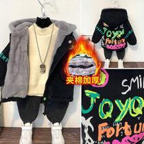 Boy coat autumn and winter style ocean gas tide thickening childrens denim blouses baby 2020 new childrens childrens winter clothing