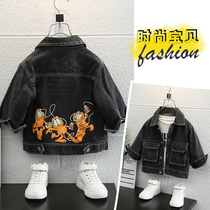 Boy Cowboy jacket Spring and autumn paragraph 2022 new fall Korean version Baby jacket Childrens Ocean Fried Street Autumn Clothing Tide