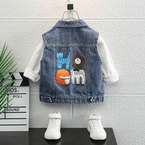 Boy Cowboy waistcoat Childrens spring autumn Horse clip Clip Baby Outside Wearing Children Foreign Air Pure Cotton Korean Version Vest Autumn Clothing