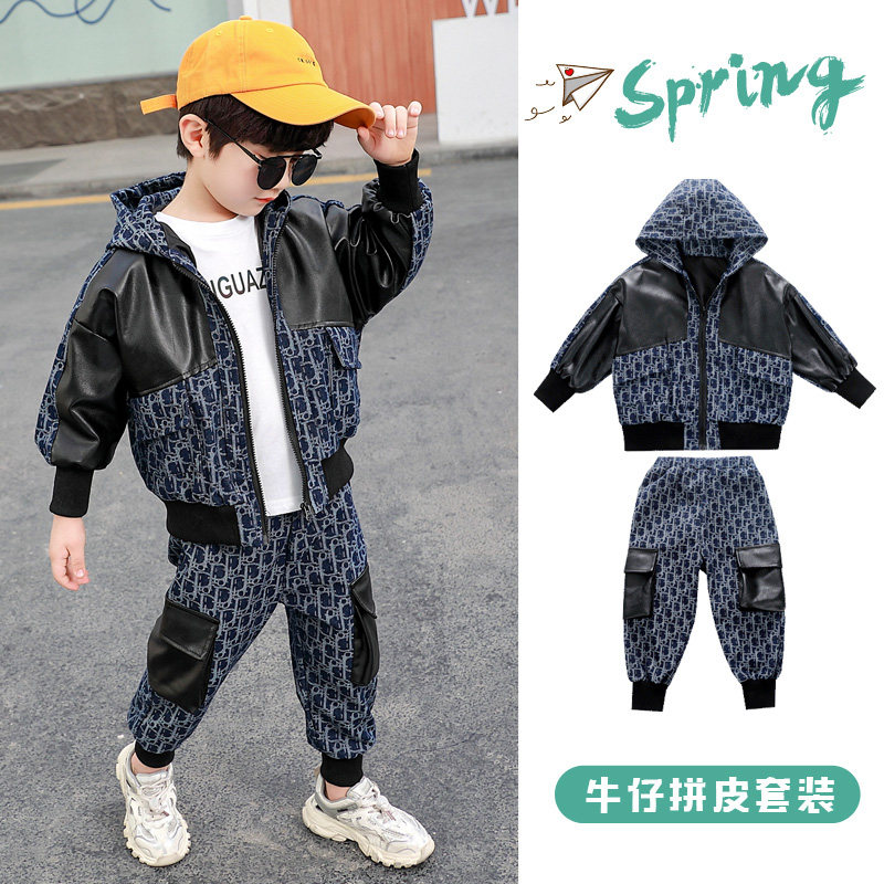 Boys denim suit 2022 baby spring clothes new children's foreign style jacket handsome spring and autumn children's clothes trendy clothes - Taobao