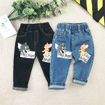 Boy jeans 2022 fall new mid-boy child clothes child loose denim casual pants baby long pants tide