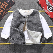 Autumn Winter Dress New 1-2-3-year-old 4 Boy vest Baby Garnapped lamb wool warm waistcoat Children thickened waistcoat