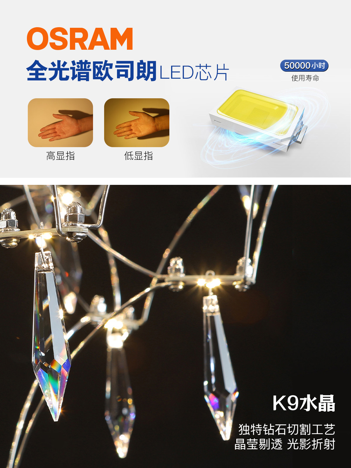 Italian French-Style Light Luxury Starry Sky Imported Egyptian Crystal Chandelier for Living Room, Dining Room, Bedroom, and Staircase