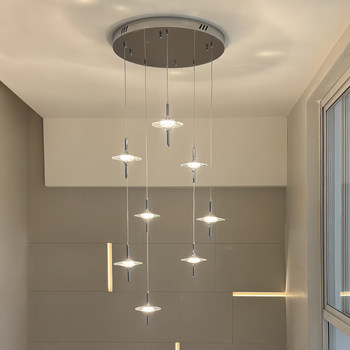 Chandelier for a Mezzanine Living Room in a Duplex Villa, Large Chandelier for a Mezzanine in a Duplex Apartment, Crystal Star Lighting Fixtures for a Loft Apartment