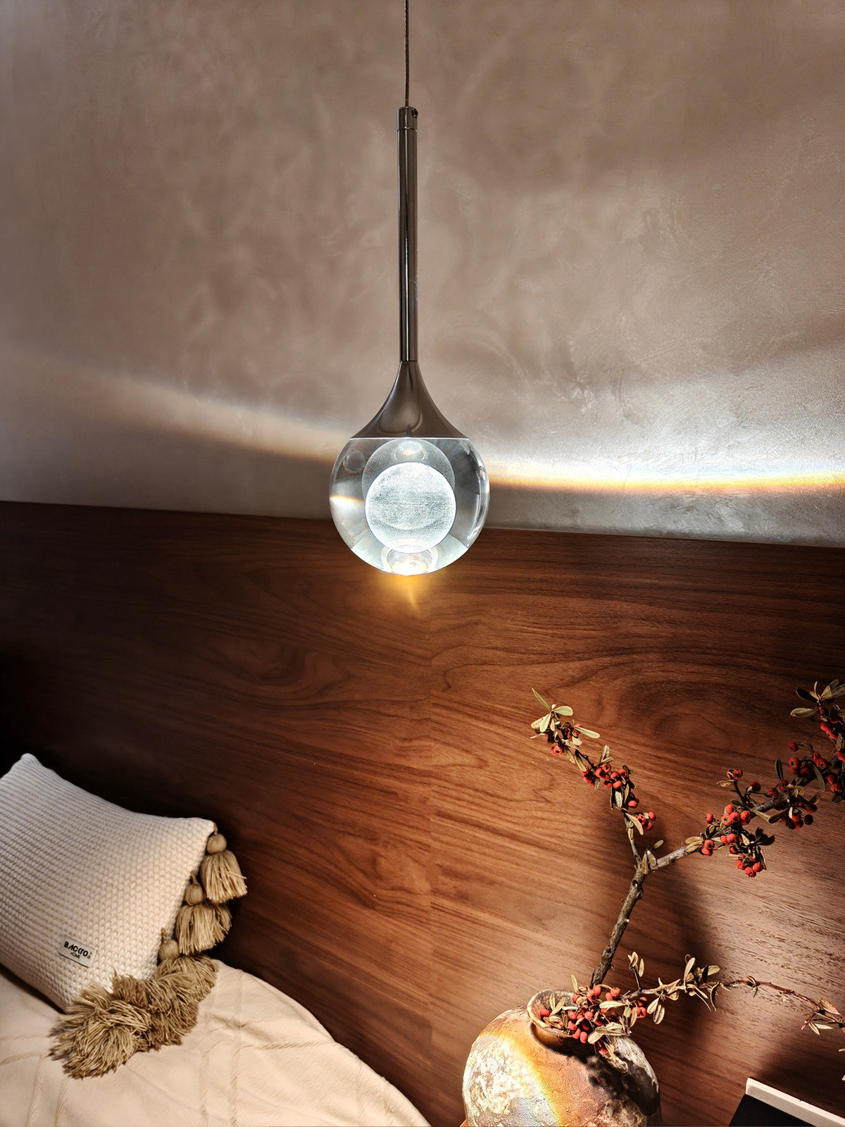 Small Moon Lamp Bedside Pendant Light Nordic Bedroom Bedside Lamp Atmosphere French Italian Style Room Cabinet Pendant Line Creative Lamp