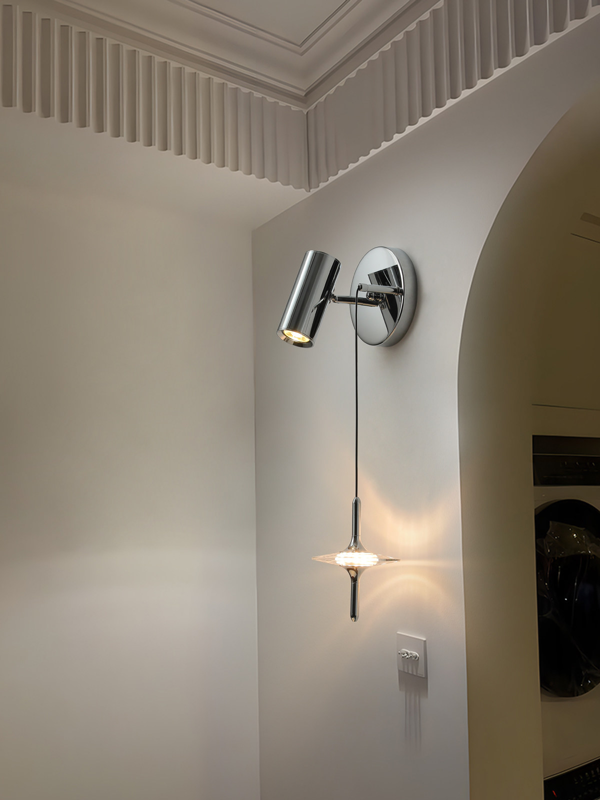 Italian Minimalist Bedside Surface-Mounted Spotlight Decoration Silver Modern Minimalist Bauhaus Industrial Style Metal Star Wall Lamp