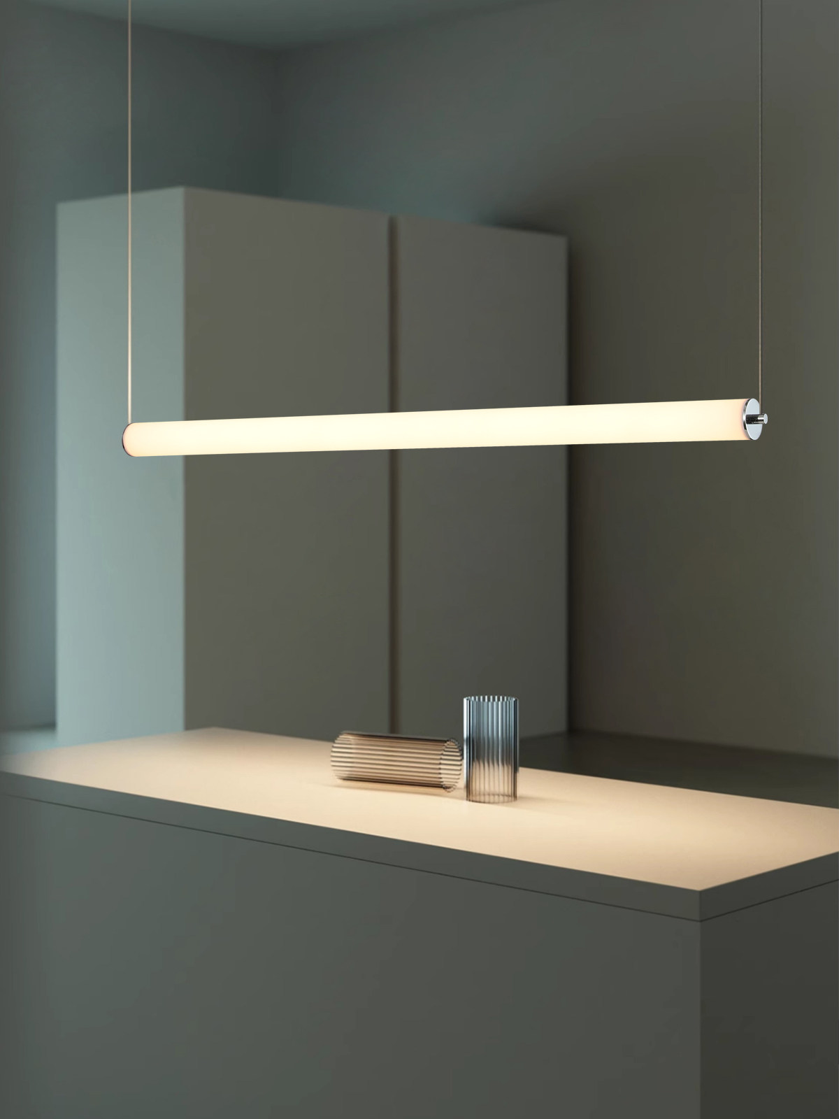 Italian Minimalist High-End Restaurant Chandelier, Modern Minimalist Dining Table, Industrial Style Long Linear Office Island Table