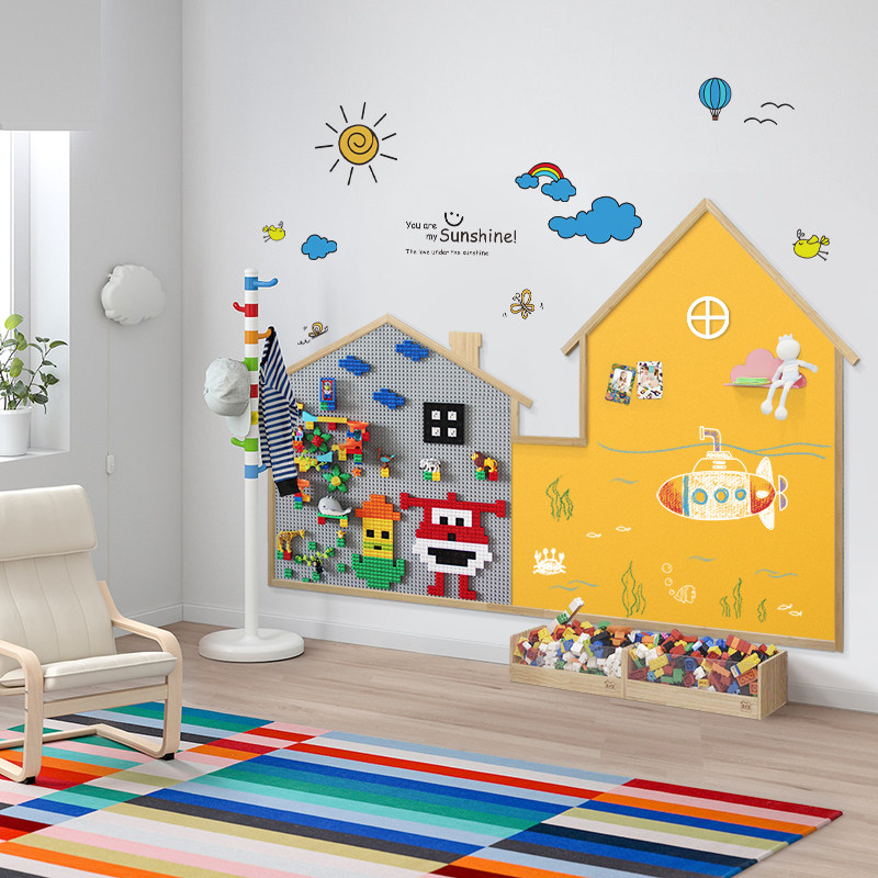 Book Meike building blocks graffiti blackboard wall Baby blackboard wall Home children's room sticker wall hanging magnetic dust-free creative wall toy building blocks wall compatible with LEGO