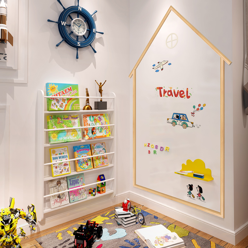 Bookmaker Custom Nordic Ins Wind Children's Room Blackboard Wall Sticker Can Remove No Hurt Wall Home Teaching Children Graffiti Magnetic Small House Shop With Small Blackboard Office Soft Whiteboard Wall Sticker