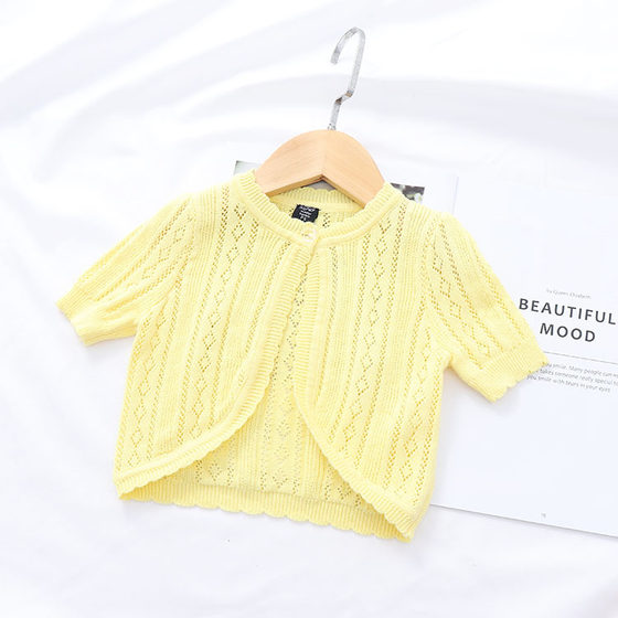 Baby Cardigan Princess 6 Month Baby Air Conditioning Shirt Summer Short Sleeve Thin Cotton 8 Girls Knitted Shawl Jacket