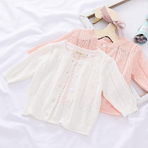 Baby cardigan jacket thin section 1 year old baby air conditioning shirt March newborn girl sweater summer cotton princess