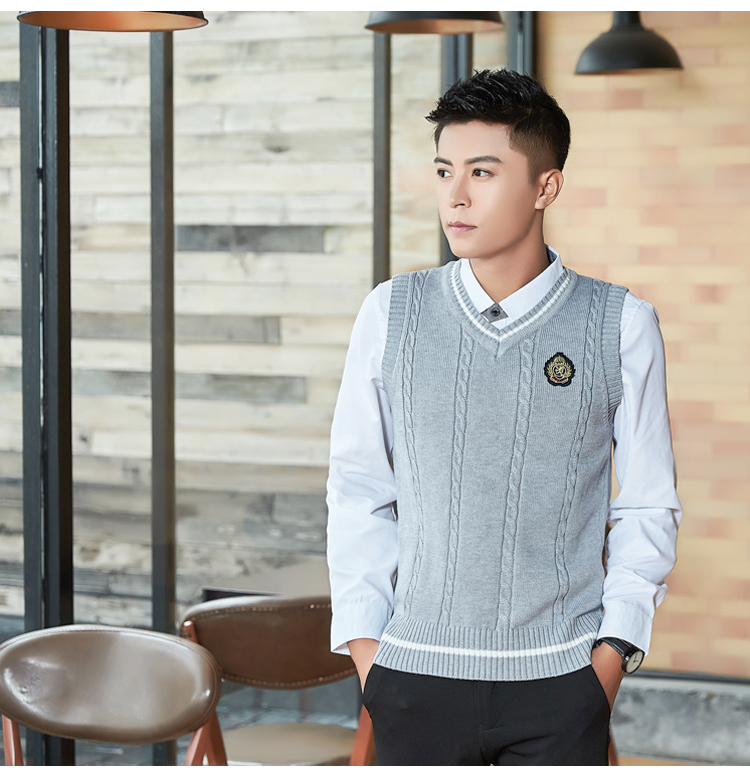 2018 áo không tay mới vest nam áo len sinh viên mùa thu và mùa đông dệt kim vest Anh phong cách gió đại học vest áo len hàn quốc