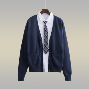 Màu đơn giản đơn giản đan len hoang dã áo len bỏ túi mặc áo len kiểu Nhật giản dị - Cặp đôi áo len