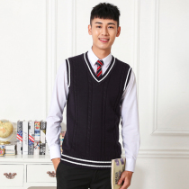 Autumn Winter mens pure cotton wool vest male V collar sleeveless sweater shoulder large yard wool knit waistcoat Waistcoat