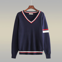 Autumn-winter-beating bottom-knitted sweater male V collar sweater winter Korean version of female students Long sleeves College Wind Class custom school uniforms