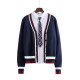 2023 Autumn and Winter V-neck Knitted Sweater Cardigan Fashion Trendy College British Style Customized Class Uniforms and School Uniforms Group Purchase