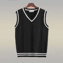 Increase in code sweater vest mens Korean version sashimi V collar sleeveless knitted sweatshirt waistcoat pure cotton wool line camper 200 catty