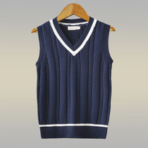 Autumn-winter sleeveless sweater vests male fats V collar knit waistcoat pure cotton wool line cannons up to 200 catty