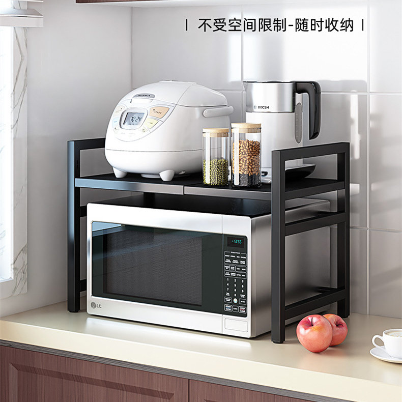 Kitchen rack retractable microwave oven shelf home oven double-layer desktop countertop rice cooker storage bracket