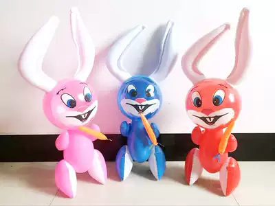 Inflatable Rob rabbit wholesale children's curved ear rabbit wholesale toy PVC cartoon plastic toy props rabbit