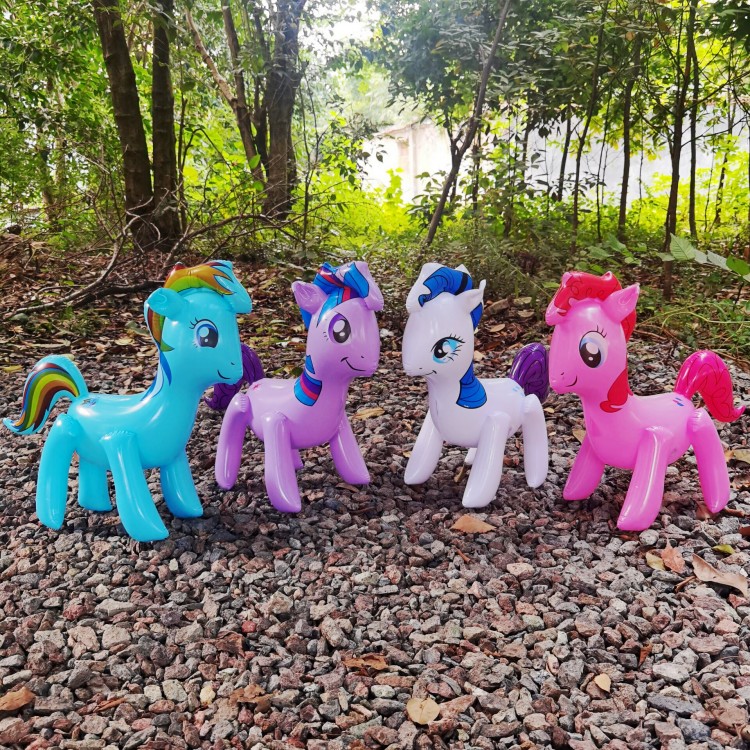Inflatable rainbow pony horse inflatable polyma toy simulation animal toy PVC inflatable children's toy leather goods push