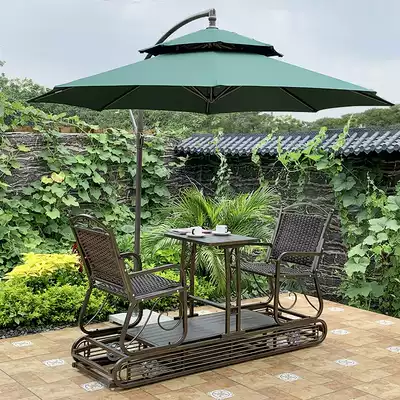 Outdoor swing Double two-person rocking chair Outdoor lazy courtyard Garden Balcony terrace Wrought iron table and chair Power rocking chair