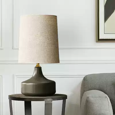 Bedside lamp bedroom simple modern desk lamp Nordic ins American ceramic gray personality warm retro table lamp
