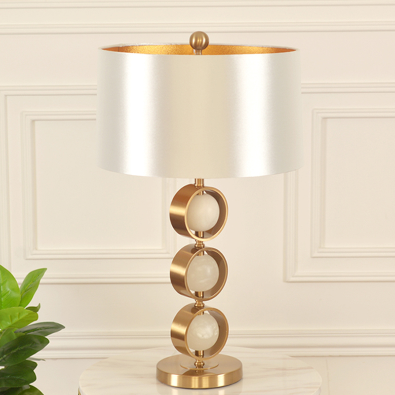American table light golden bedroom bedside lamp natural cloud stone ball creative personality brief postmodern light and luxurious living room s