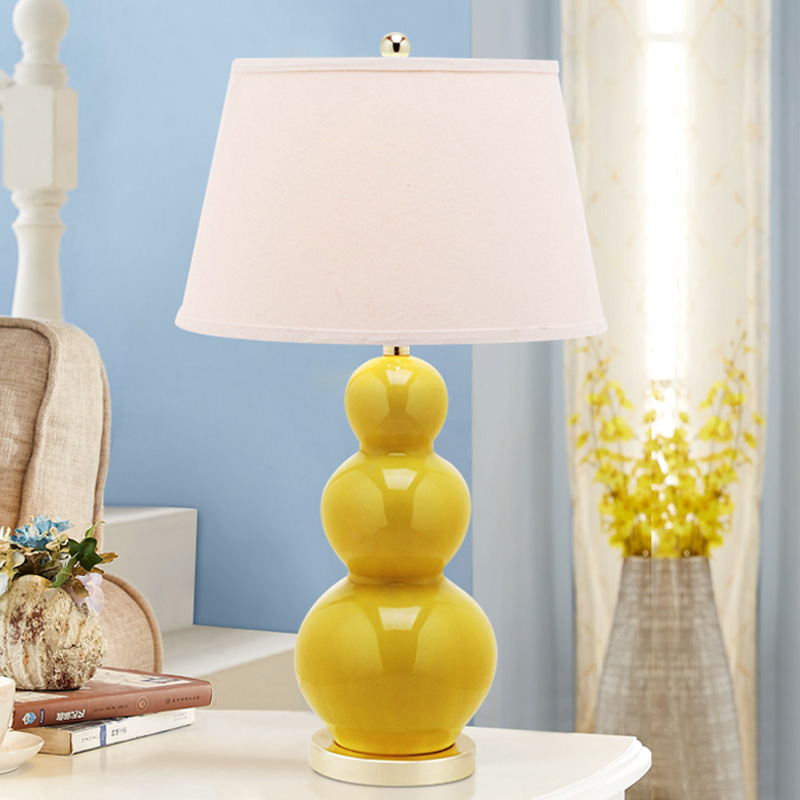 Modern minimalist ceramic table lamp bedroom bedside warm personality lemon yellow romantic warm light living room sample room lamp