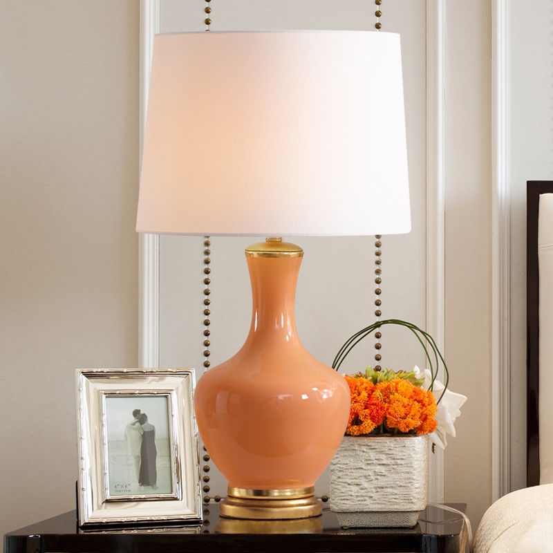 Bedroom Bedside Counter Lamp Simple Modern Orange Living Room Ceramic Bedside Lamp American Designer Project Lamps