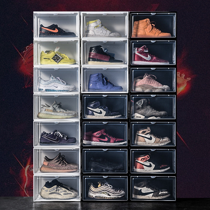 2021 new shoe box AJ shoe wall transparent magnetic suction big number sneakers net red anti-oxidation basketball shoes sub-containing box