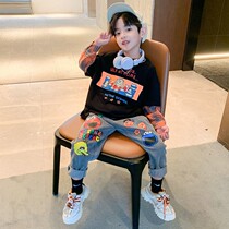 Boys' autumn suit 2021 new children's large children's boys spring and autumn fashionable net red two-piece fashion children's clothing