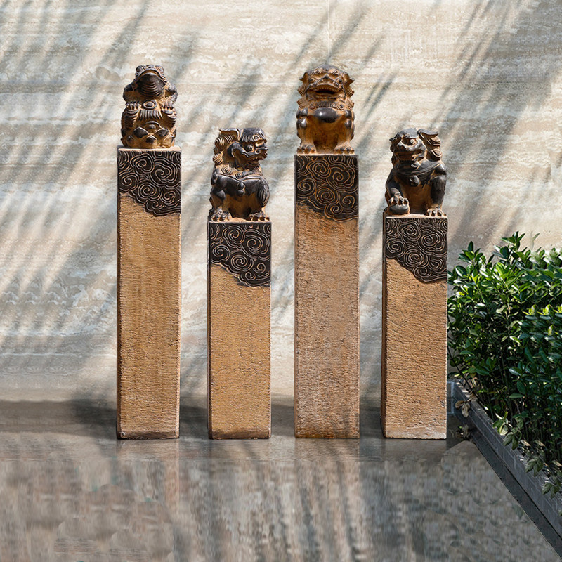 Antique stone carving tie horse stake finely carved bluestone made of old stone lion tie horse stake courtyard teahouse club ornaments tie horse stake