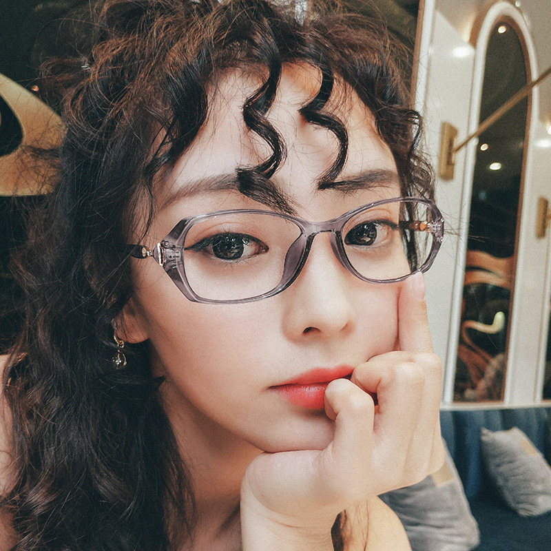Art fresh and super light square small frame glasses female display small face can be matched with high myopia black frame eye frame round face