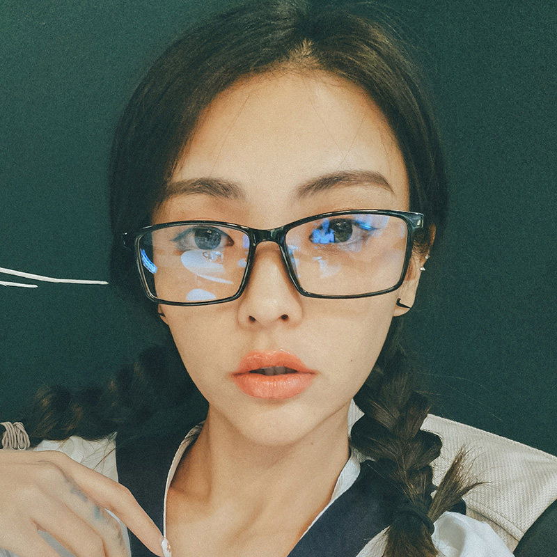 South Korea's ultra-light tr90 square myopia glasses frame women's wild pattern black frame height number can be matched with glasses frame men