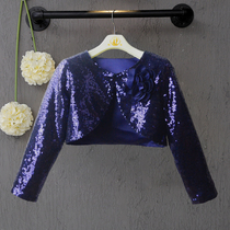 2019 Autumn Dress New Girl Show Gown Dresses Shawl Children Bright Sheet Long Sleeves Cardiovert Small Jacket Baby Performance Suit